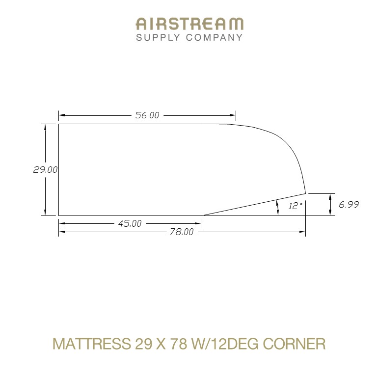 Airstream Custom Replacement Mattress 29 X 78 W12DEG CORNER