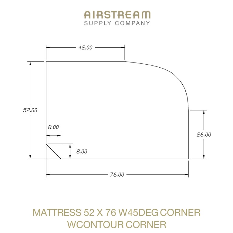MATTRESS 52 X 76 W45DEG CORNER WCONTOUR CORNER