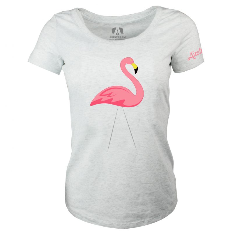 white tshirt with pink flamingo tee