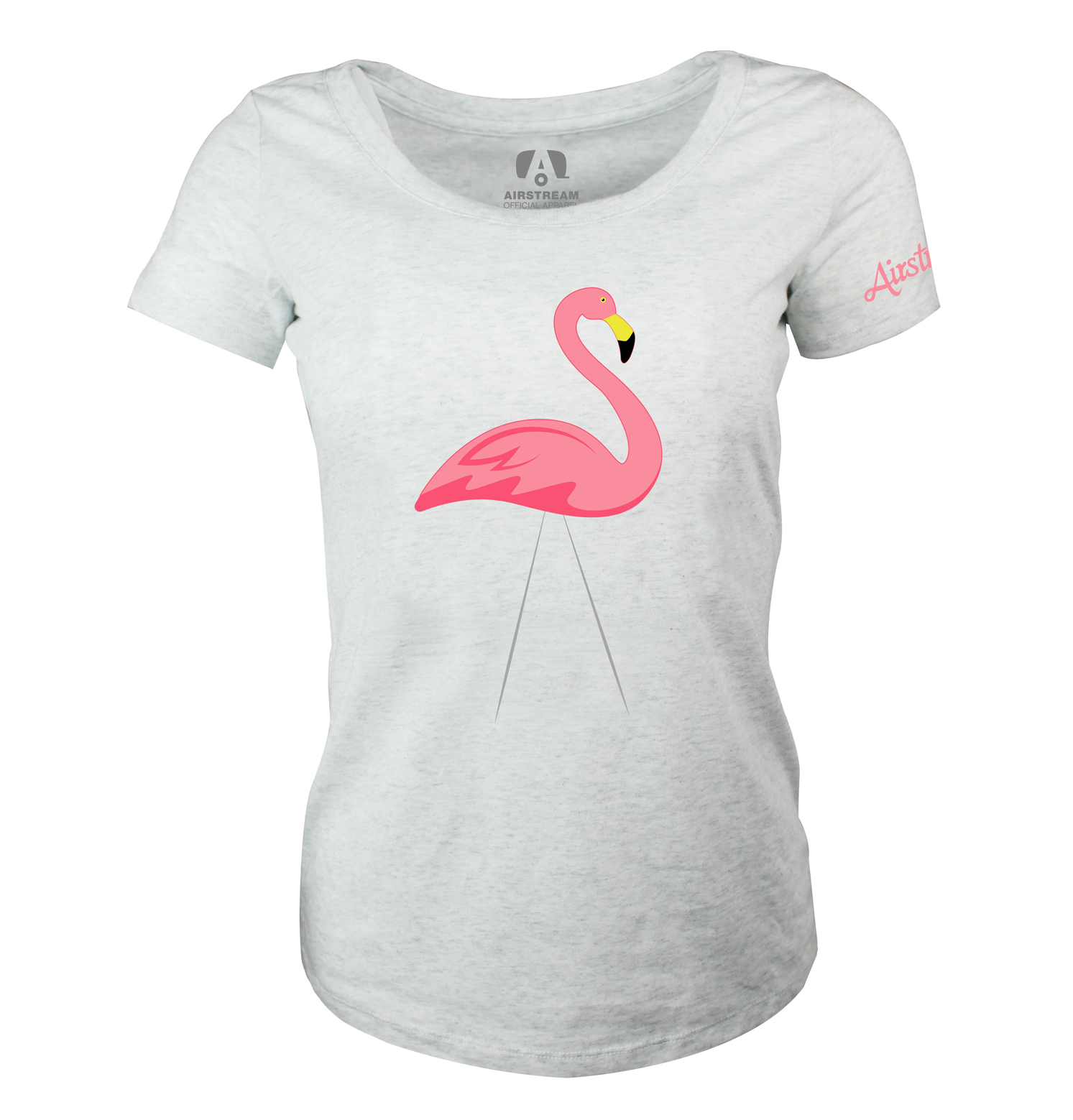 white tshirt with pink flamingo tee