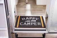 Airstream + Pottery Barn FloorMat Happy Camper